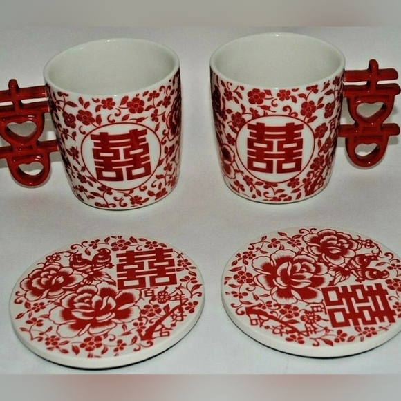 Other - Vintage Chinese Porcelain Cups & Coasters Set